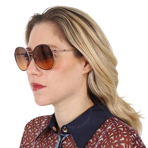 Burberry Brown Gradient Round Ladies Sunglasses 